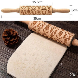 Open image in slideshow, 35*5cm Christmas Embossing Rolling Pin Baking
